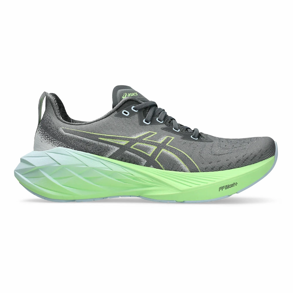 Men's Asics Novablast 4, Steel Grey/Electric Lime, 12.5 D Medium Asics Field Ultimate Ff 2 Turf Shoes
