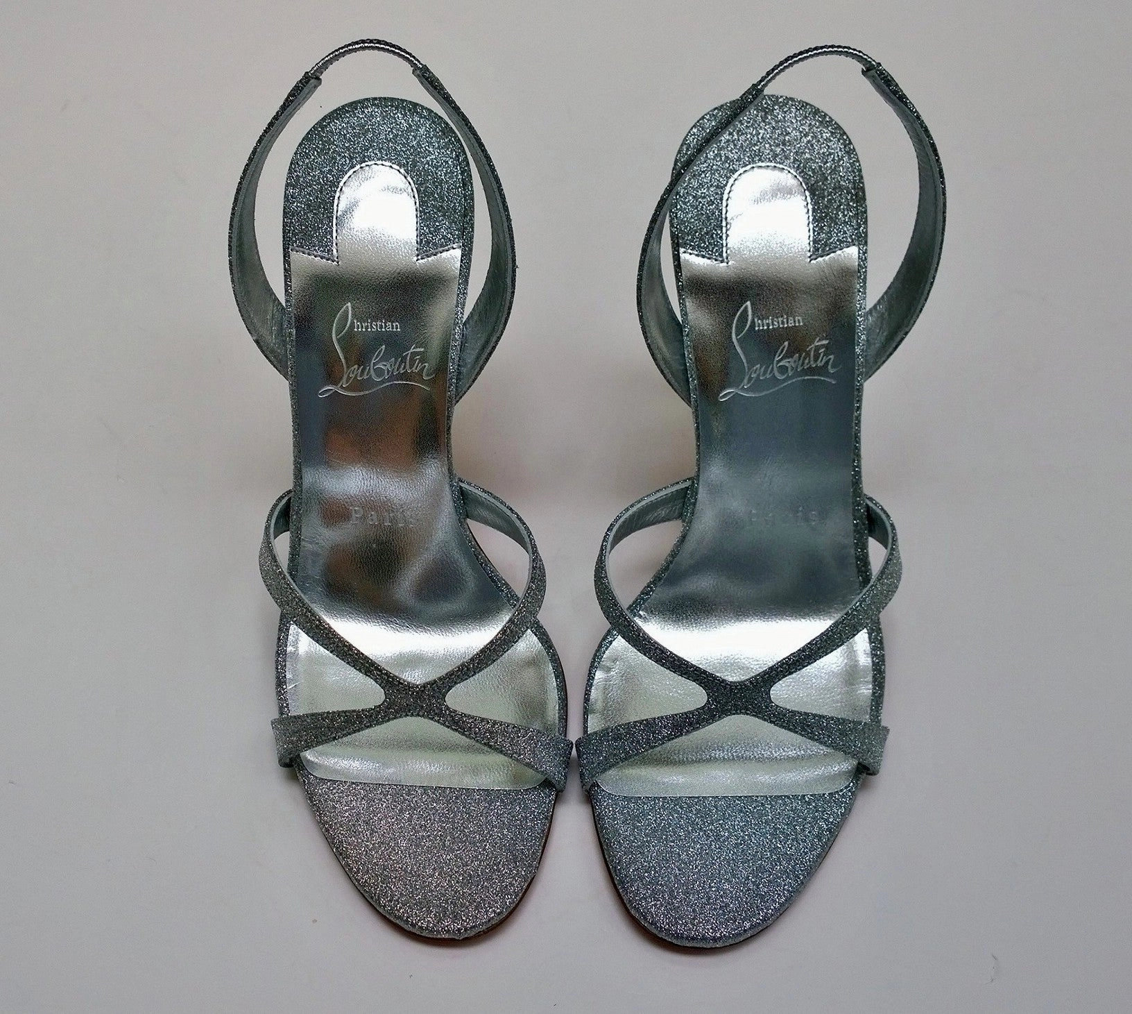 Christian Louboutin Emilie 100 Silver Glitter Sandals Slingback Heels Effects Of High Heels
