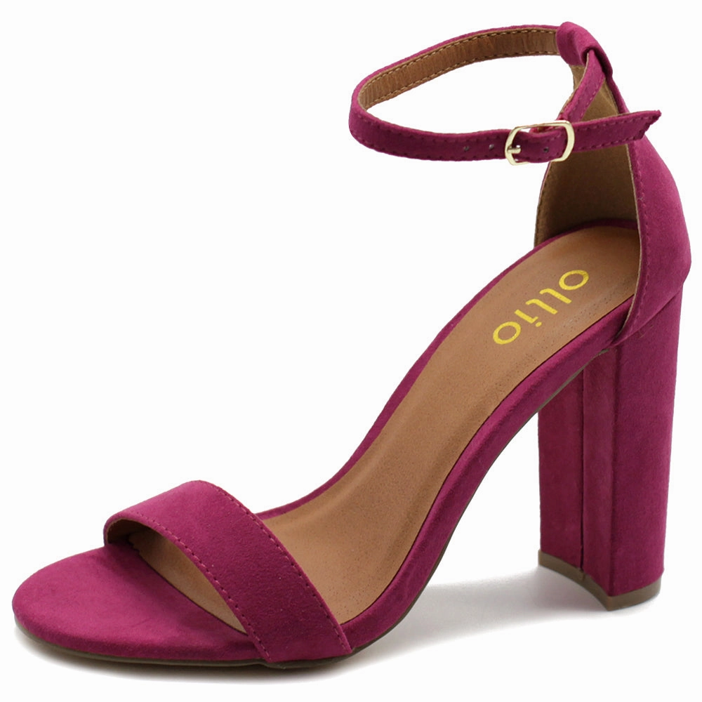 High Heel Shoe Template Printable Ollio Womens Shoe Faux Suede Simple Ankle Strap Chunky High Heel Sandals