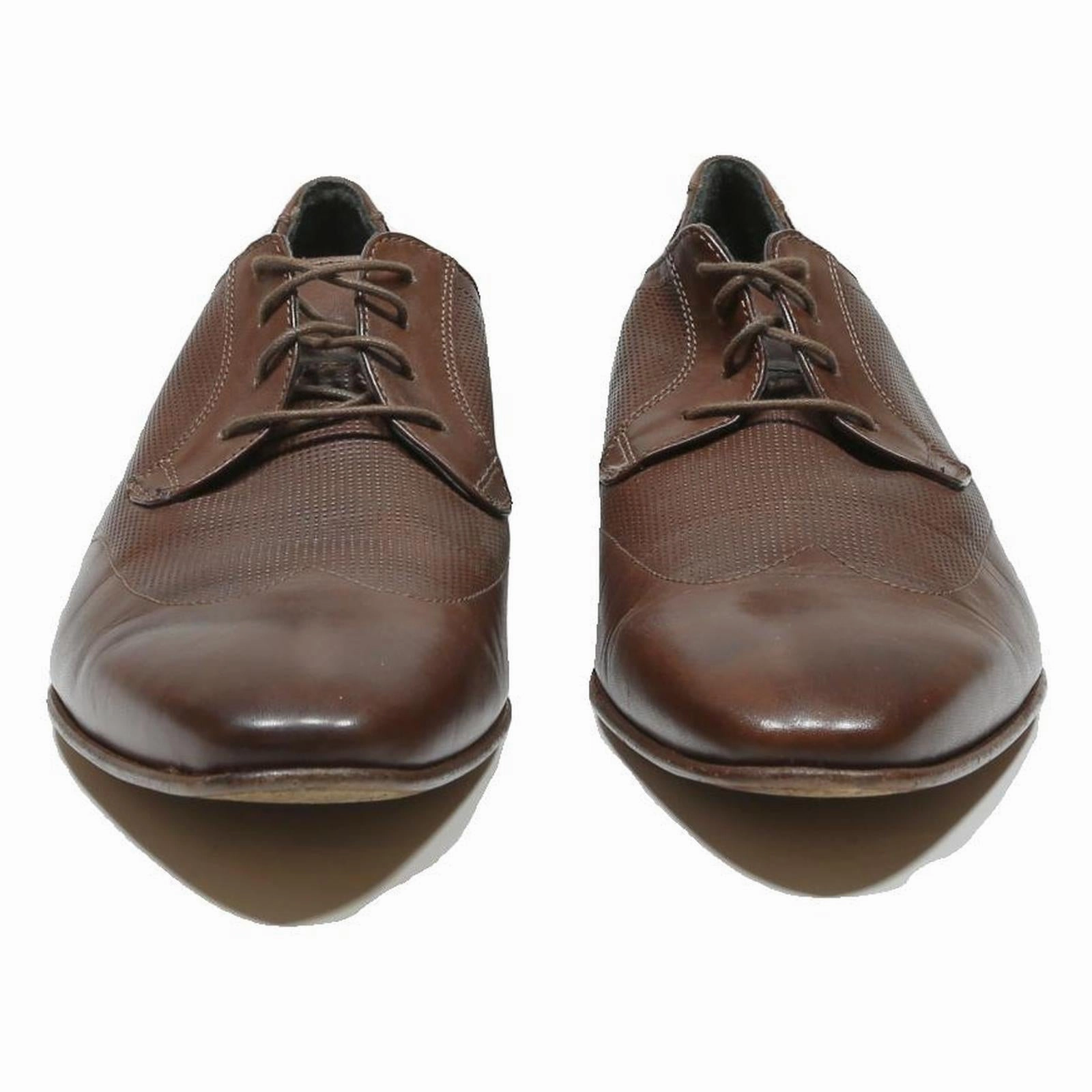 ANDRE Mens Leather Brown Lace-Up Shoes UK 10.5 Pointed Toe Formal Dress Platform Lace Up Shoes