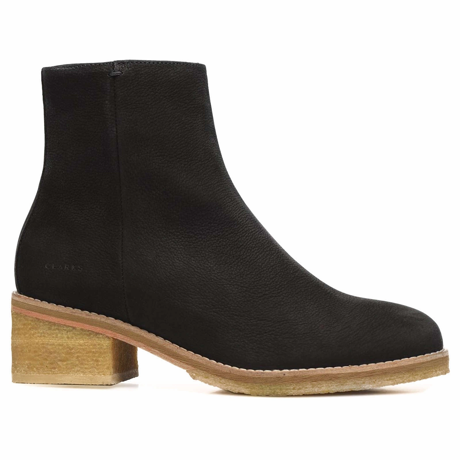 Western Inspired Ankle Boots Clarks Originals Amara Crepe Nubuck Leather Women's Heeled Ankle Boots