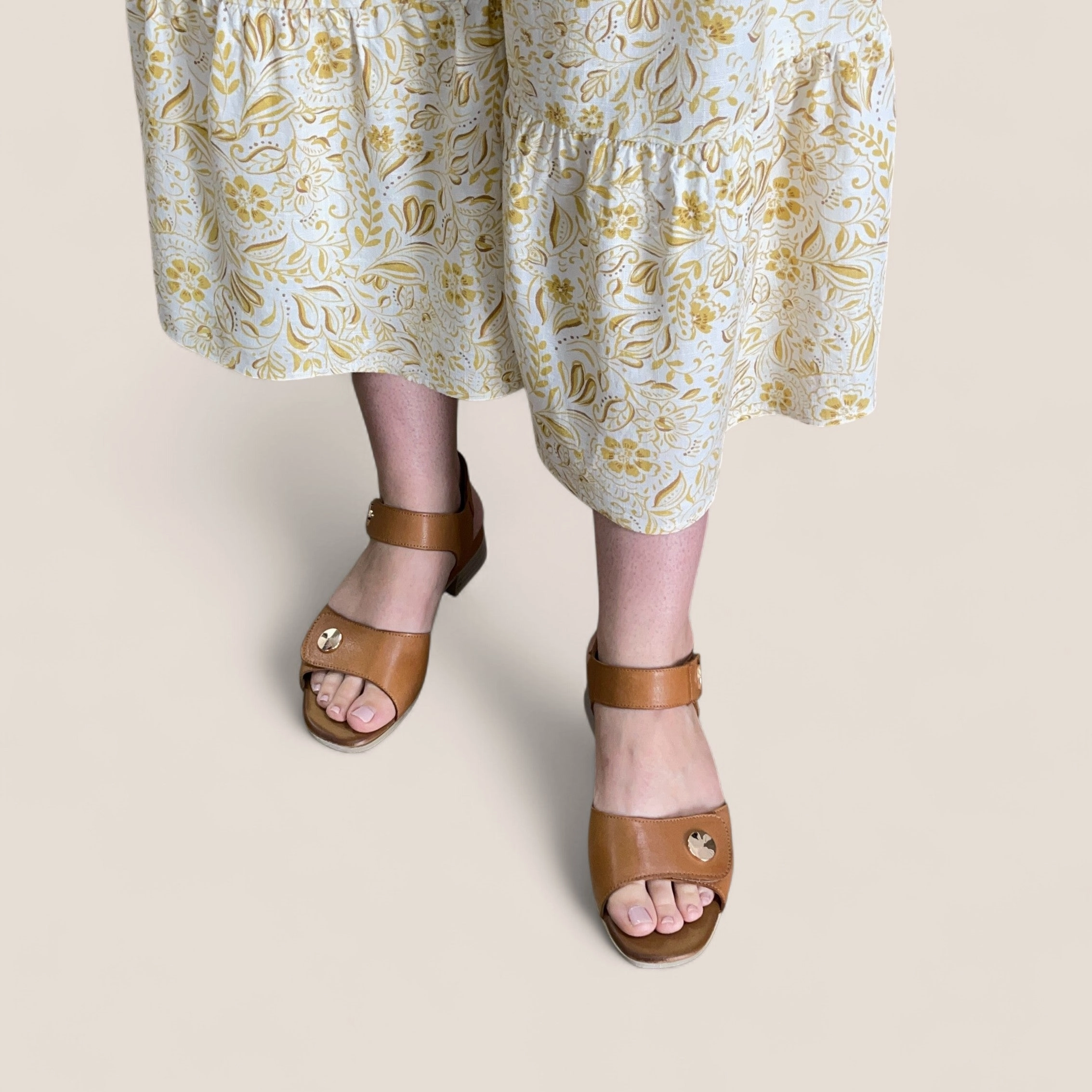 Closed Toe High Heels With Straps ANNIKA - TAN