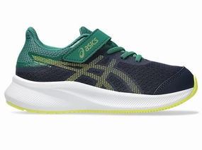 Asic Exeos Wrestling Shoes Asics Kid's Patriot 13 Hook N' Loop Midnight/Citron Running Shoes
