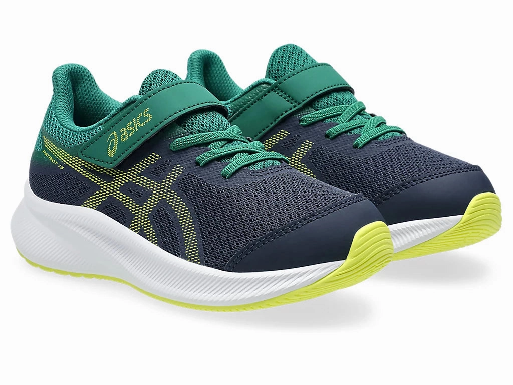 Asics Kid's Patriot 13 Hook N' Loop Midnight/Citron Running Shoes Og Asics Exeo Wrestling Shoes
