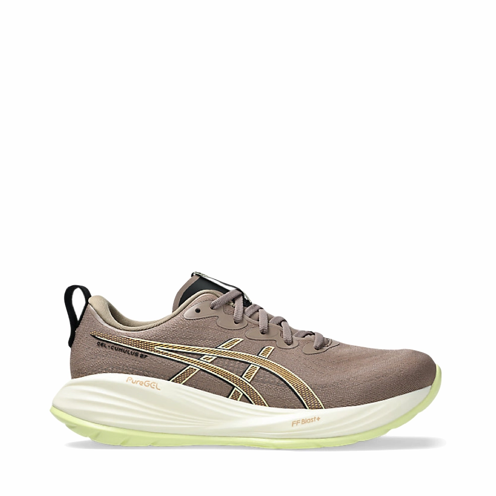 Asics Men's Gel-Cumulus 27 Sneaker in Taupe Grey/Black Asics X Wide Shoes