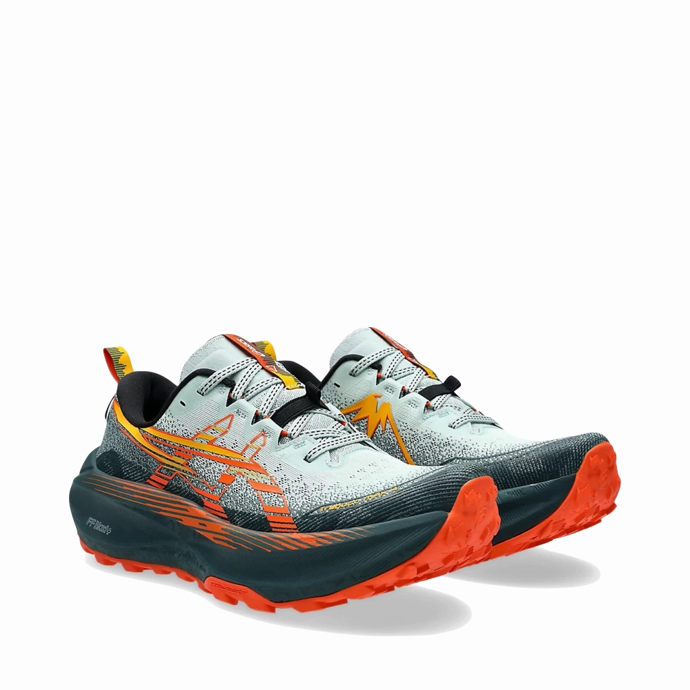 Asics Men's Trabuco 4 Sneaker in Cold Moss/Nova Orange Asics Daily Running Shoes
