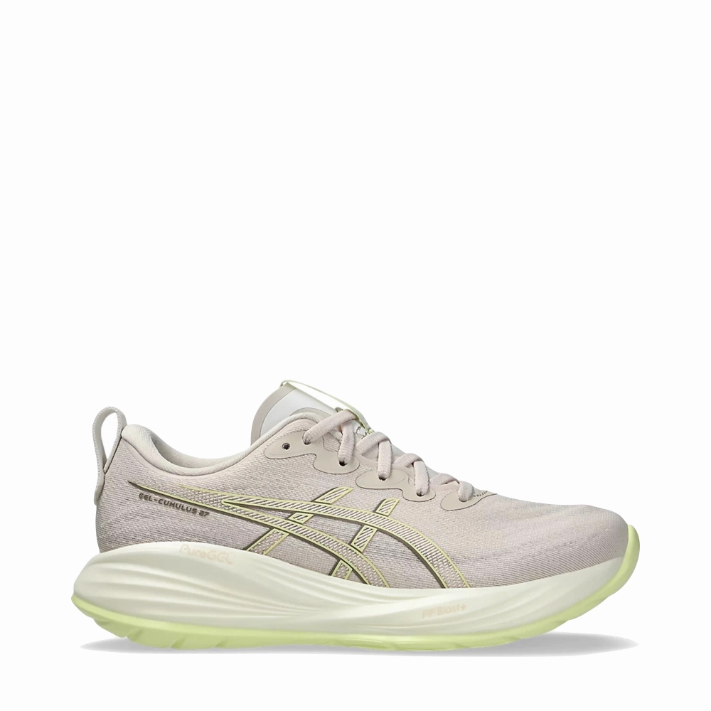 Asics Women's Gel-Cumulus 27 Sneaker in Mineral Beige/Huddle Yellow Asics Wrestling Shoe