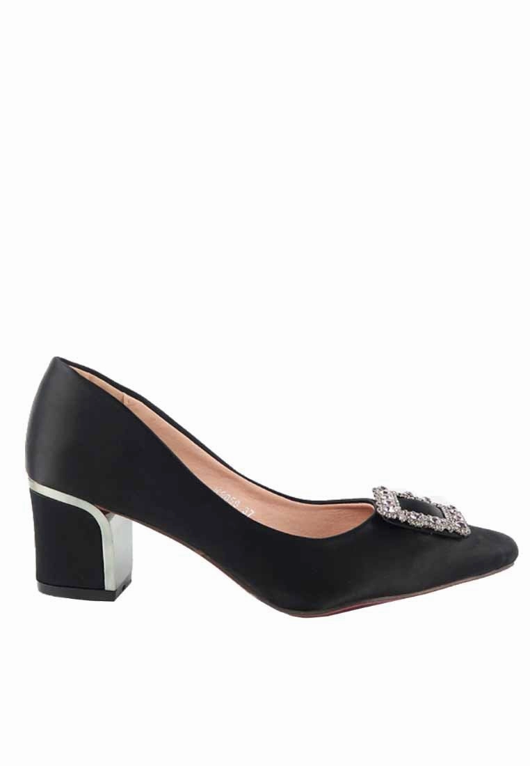 Closed Toe High Heel Wedges  K9059 - Golden Chunky Heels Pump Shoes