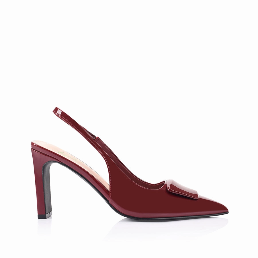 Different High Heels Konga Slingback Block Heels - Wine Patent