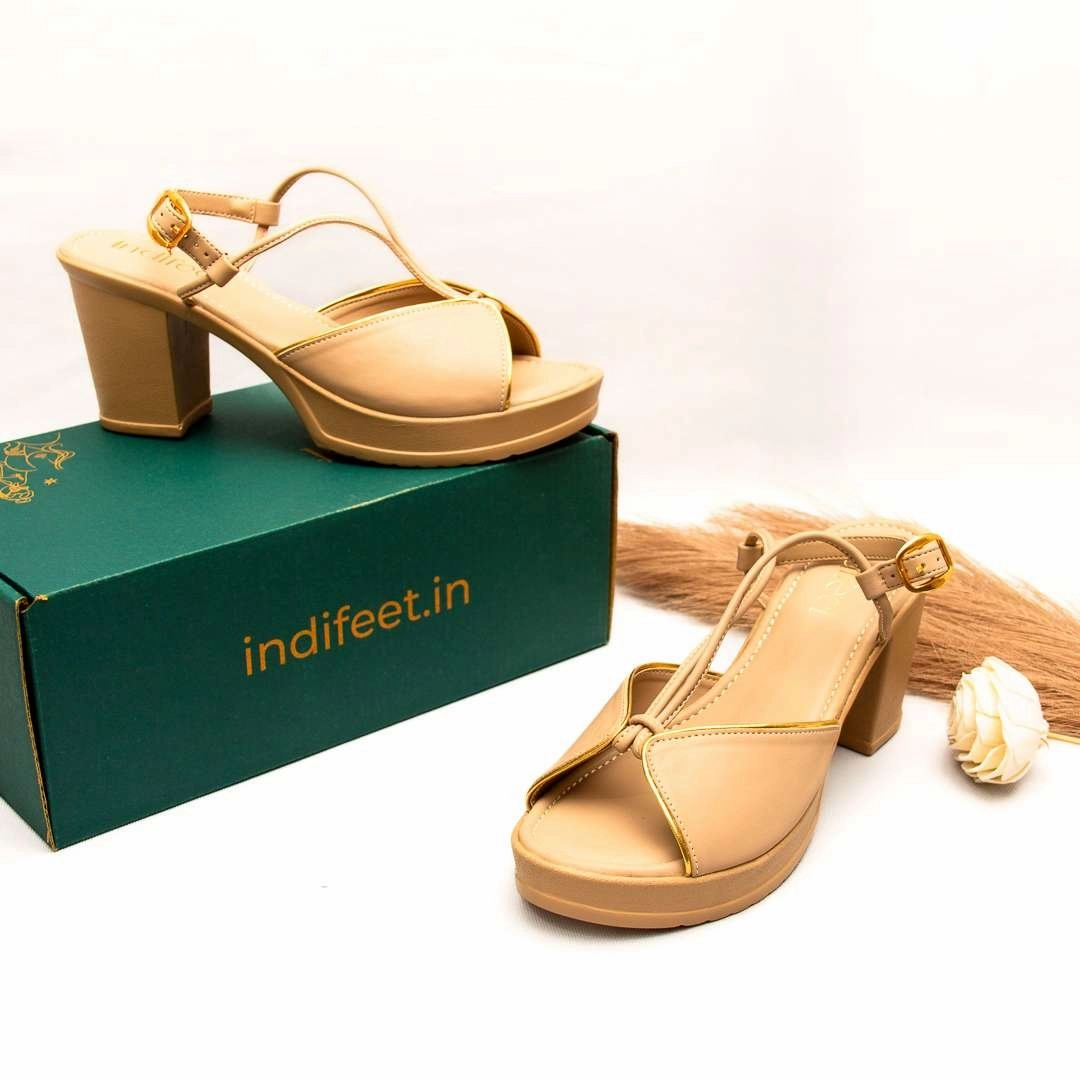 Botox Feet High Heels Beige Peep-Toe Block Heels