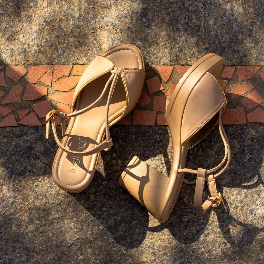 Beige Peep-Toe Block Heels Ankle Boots High Heel