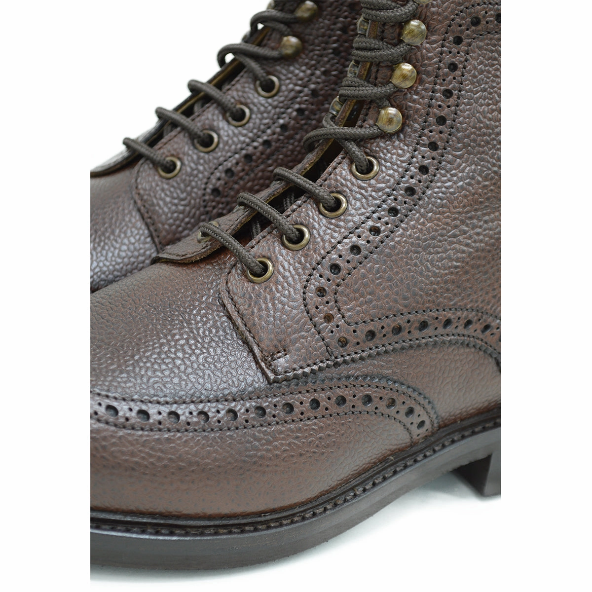 Berwick 1707 Brogue Boot (322) - Dark Brown Long Lace Up Shoes
