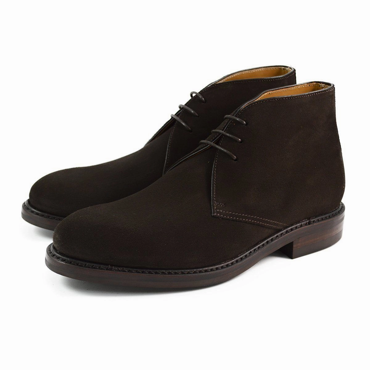 Berwick 1707 Chukka Boot (320) - Dark Brown Suede Platform Lace Up Oxford Shoes