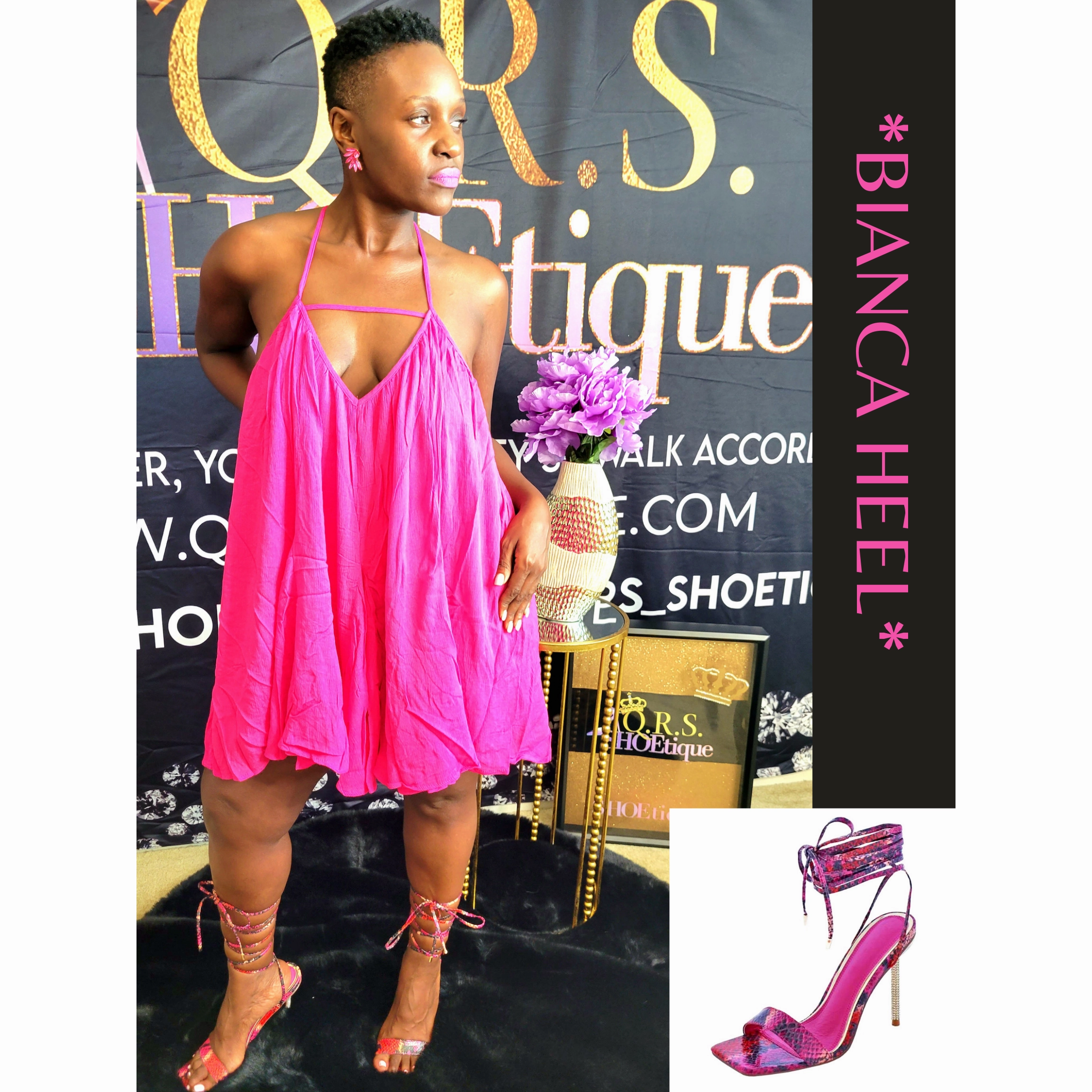 Bianca Rhinestone Heels Thigh Boots Chunky Heel