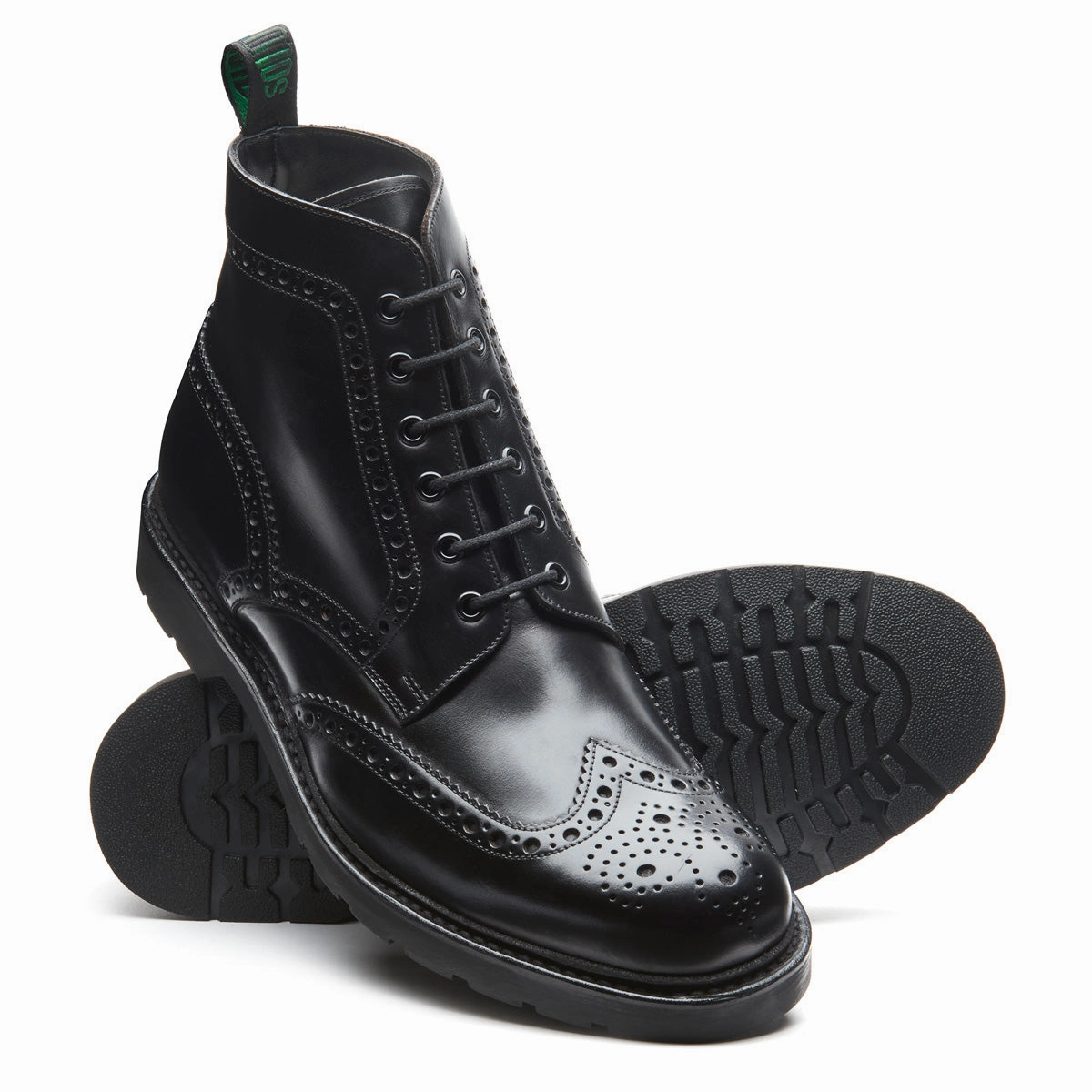 Black Calf 6 Eye Derby Brogue Boot Suede Shoes Lace-up