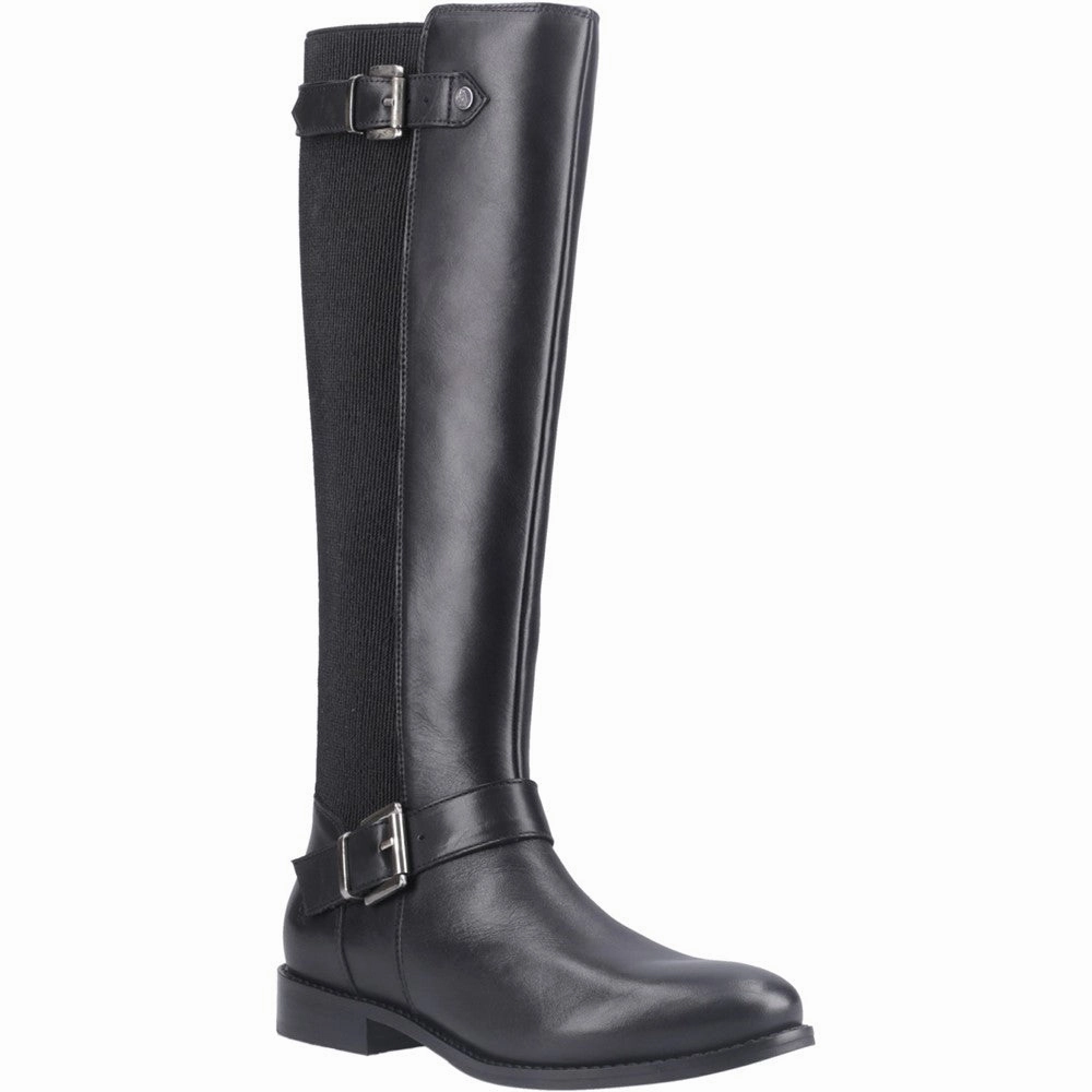 Black Daphne Long Boots Flat Leather Knee High Boots