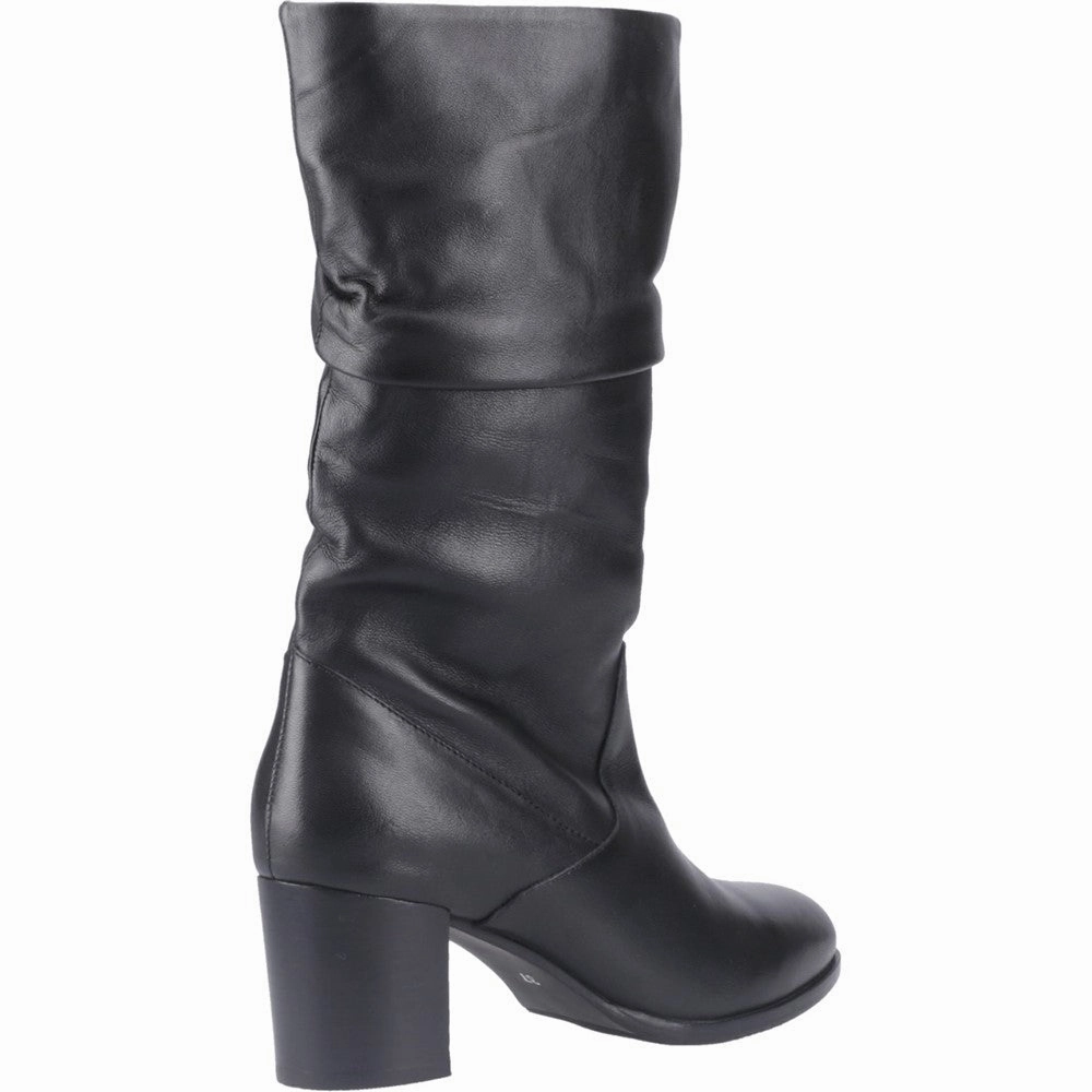 Black Leather Cosima Ruched Boots High Quality Knee High Boots