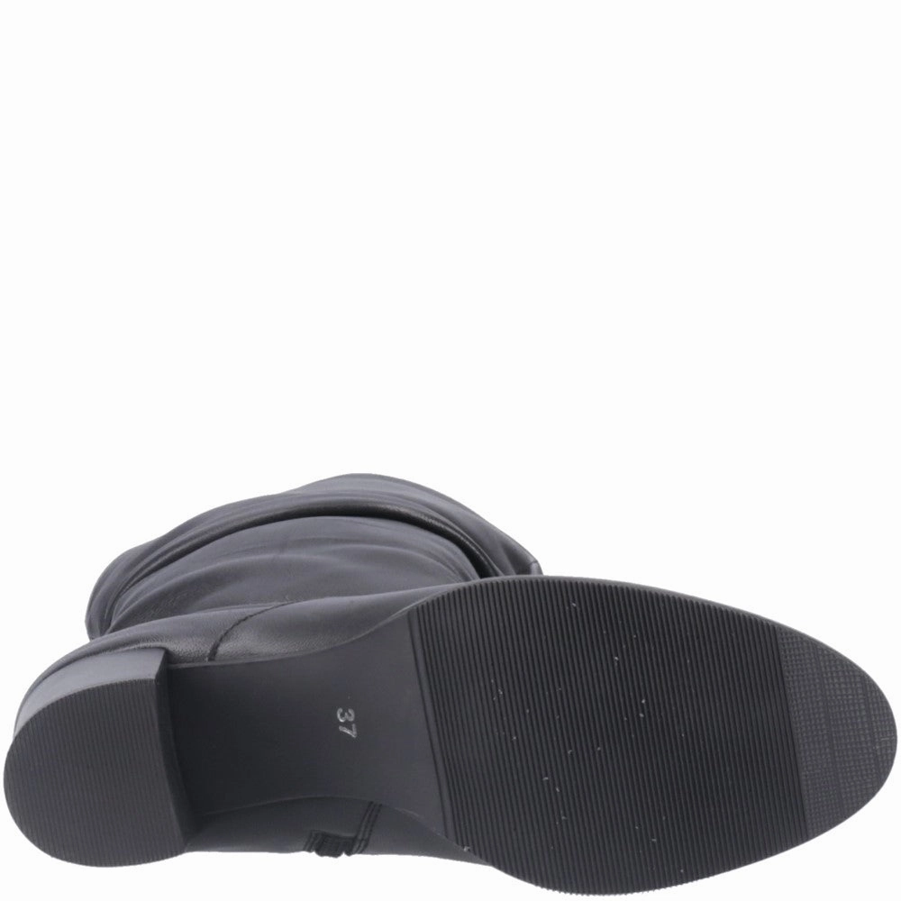 Leopard Knee High Boots Black Leather Cosima Ruched Boots