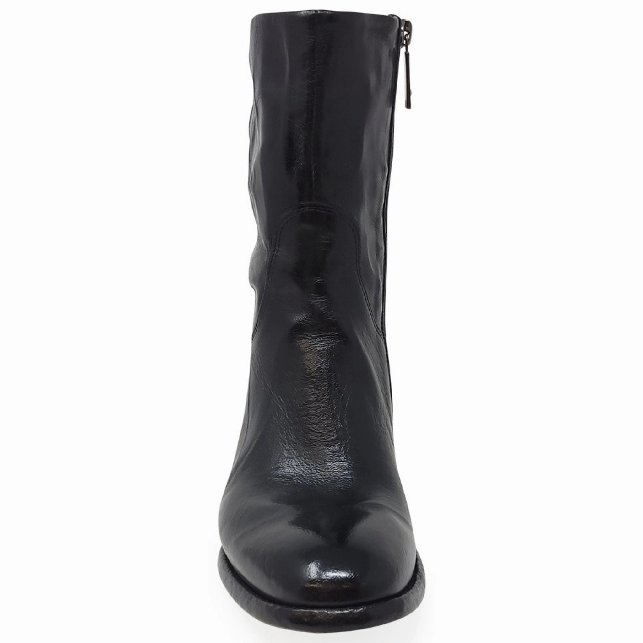 Black Leather Mid Calf Boot Green High Boots