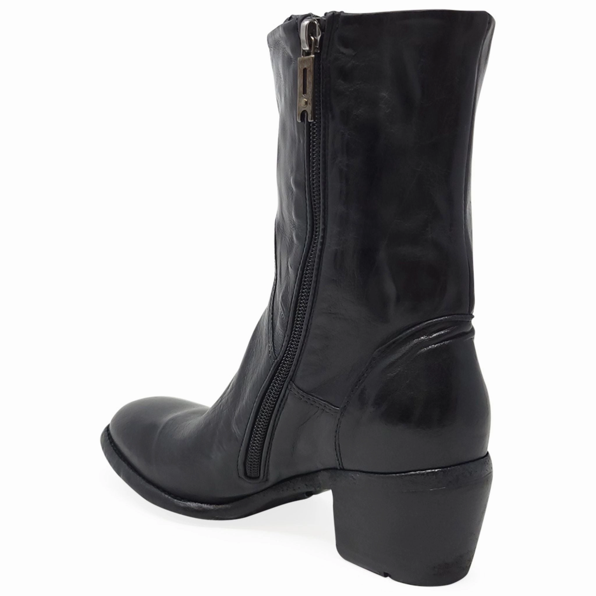 Black Leather Mid Calf Boot Boots Donald J Pliner