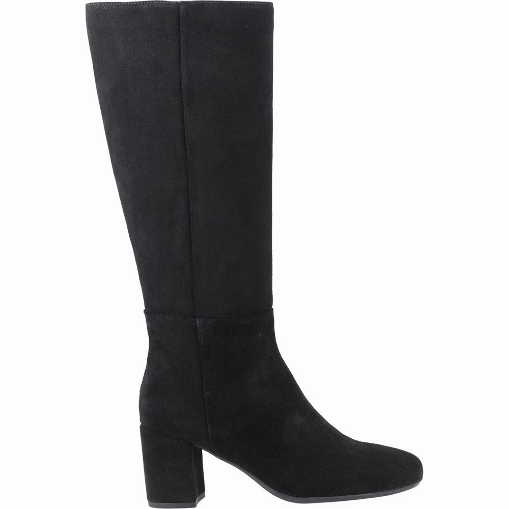 Black Oprah Long Boots Suede Kitten Heel Knee High Boots