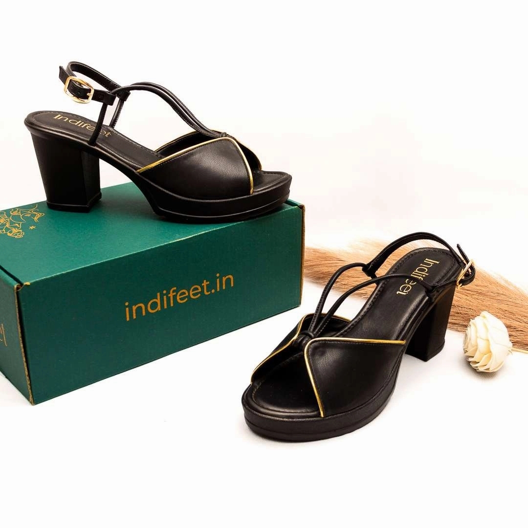 Silhouette Of A High Heel Black Peep-Toe Block Heels