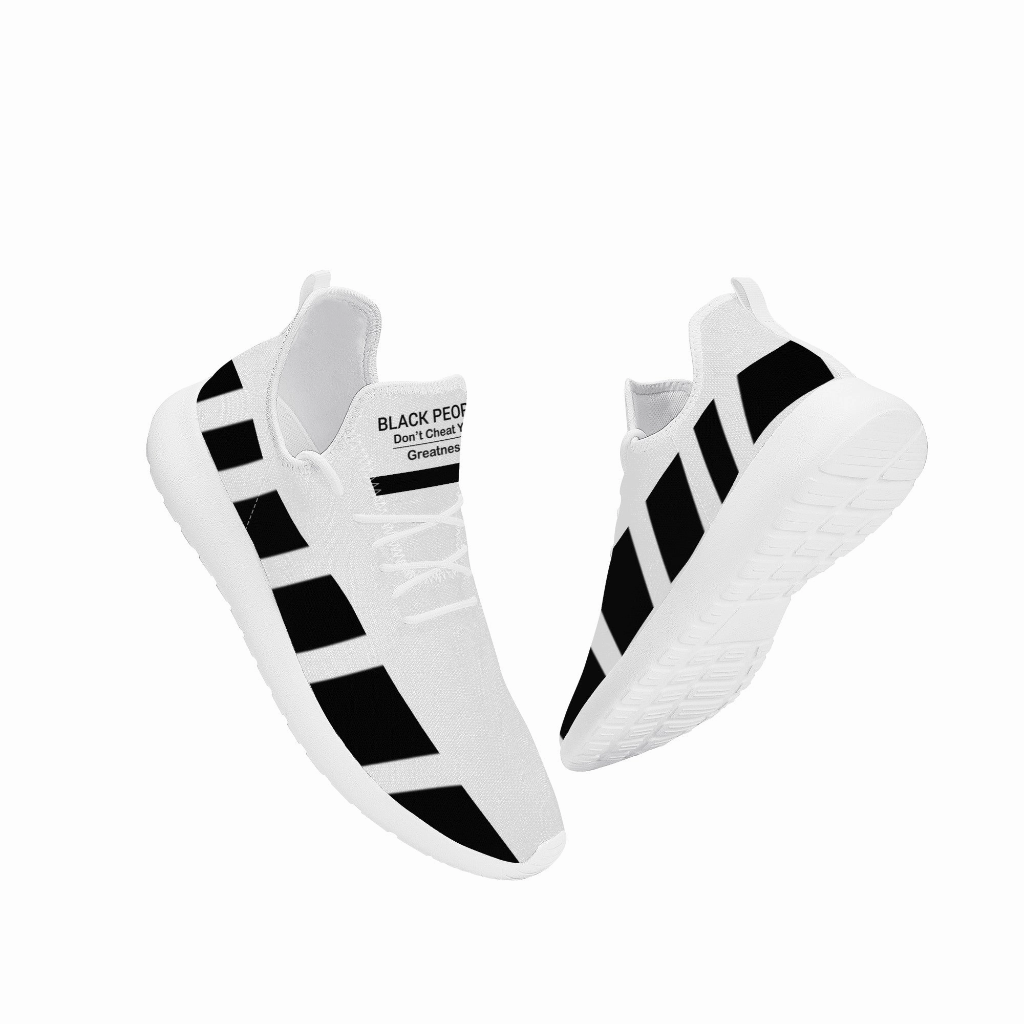 Black People Mesh Knit Sneaker - White Running Shoe Wide