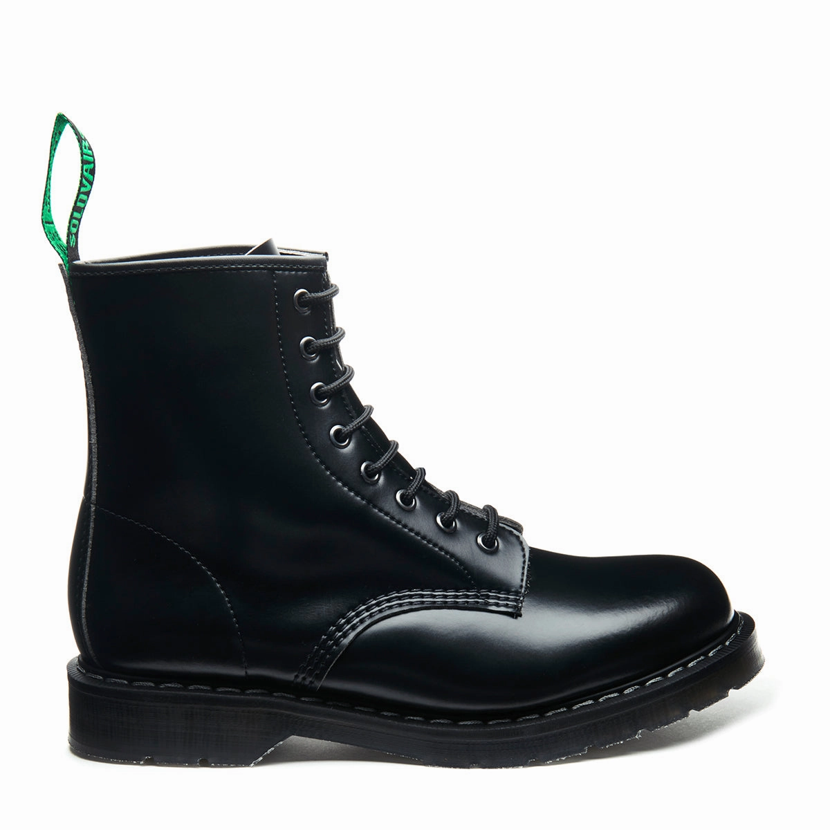 Black Vegan Hi-Shine 8 Eye Derby Boot Umar Derby Shoe