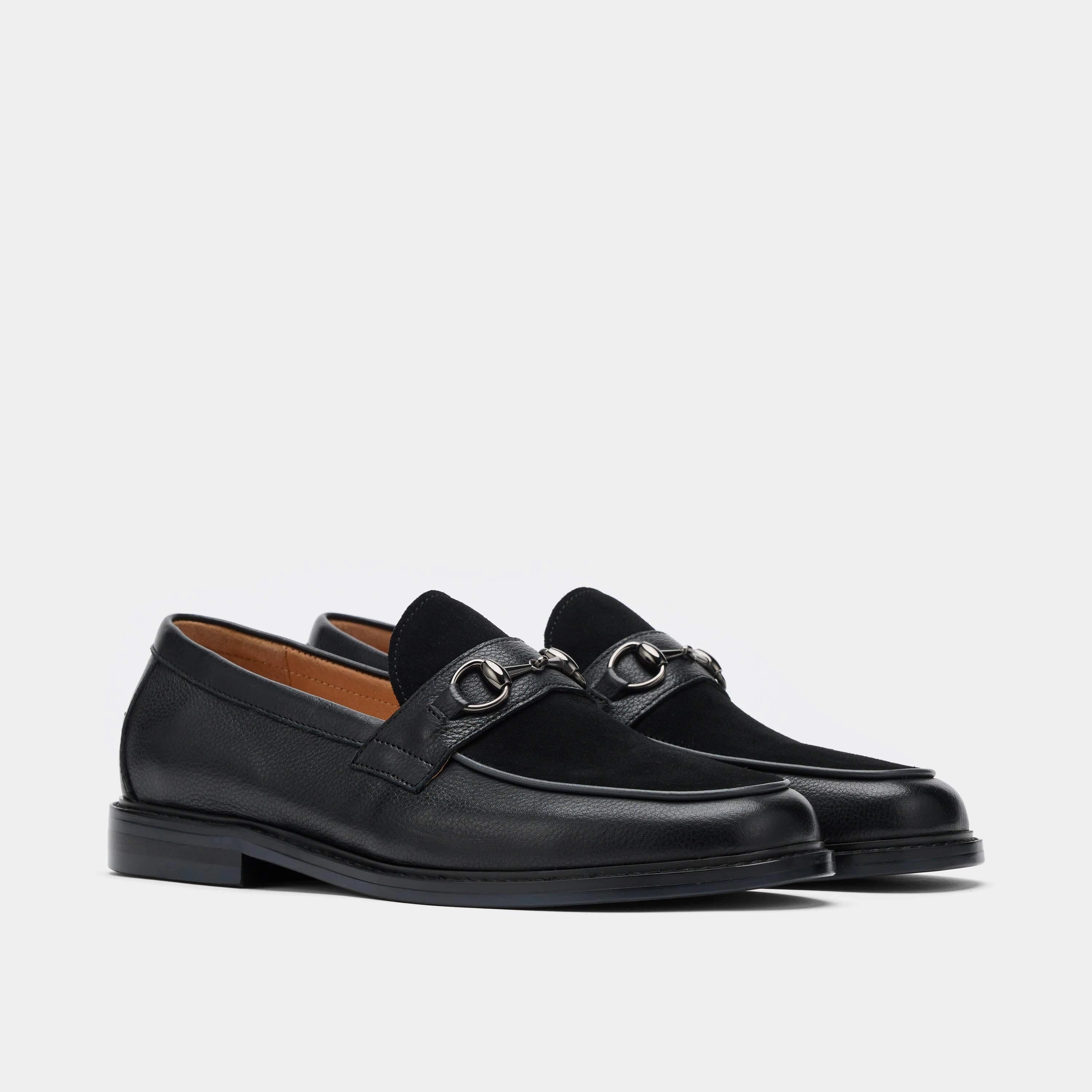 Parker Loafers Boardwalk Black Pebble Leather Horse-Bit Loafers