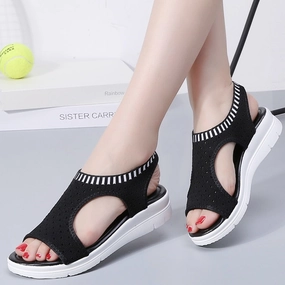 Best Inserts For High Heels Toe Wedges Women Summer Breathable Knitting Sandals