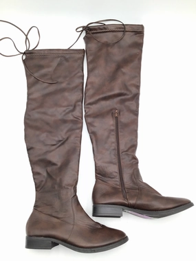 Tall Boots Wide Calf Boots Over-the-knee Heels By Charlotte Russe In Brown, Size: 8