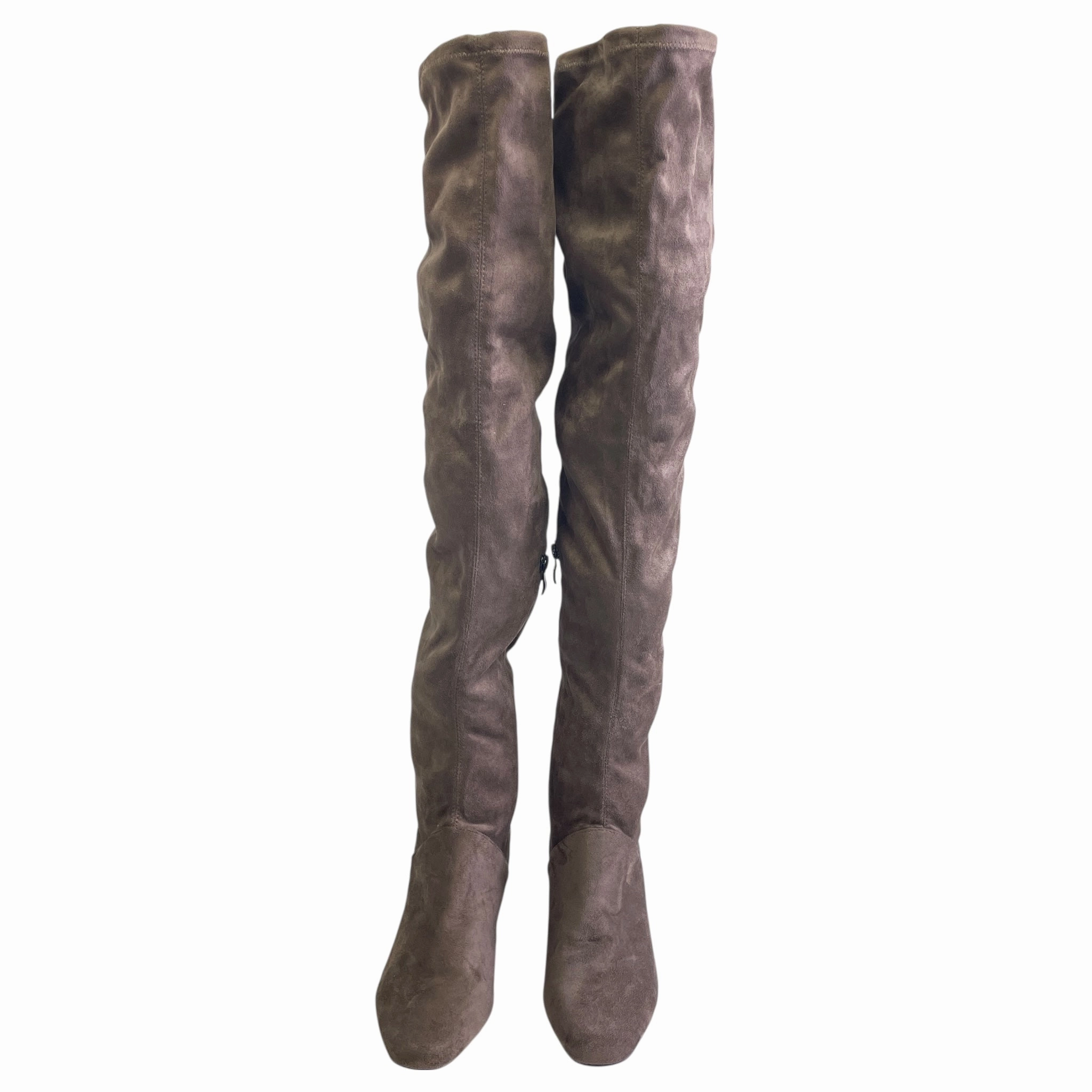 Boots Over-The-Knee Heels By Catherine Malandrino In Brown, Size:9 No Heel Cowboy Boots