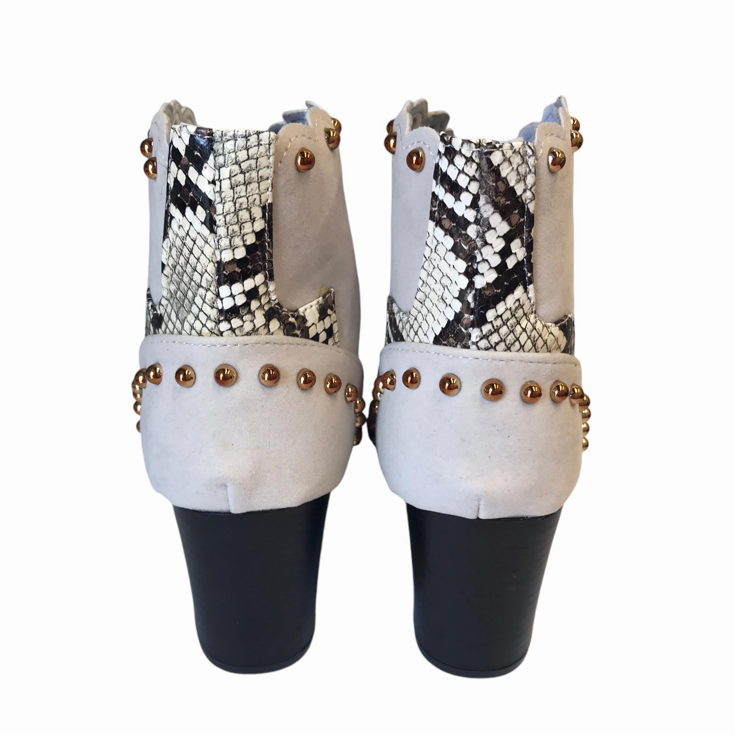 Heel Platform Boots Knee High Boots Ankle Heels In Grey, Size:6.5