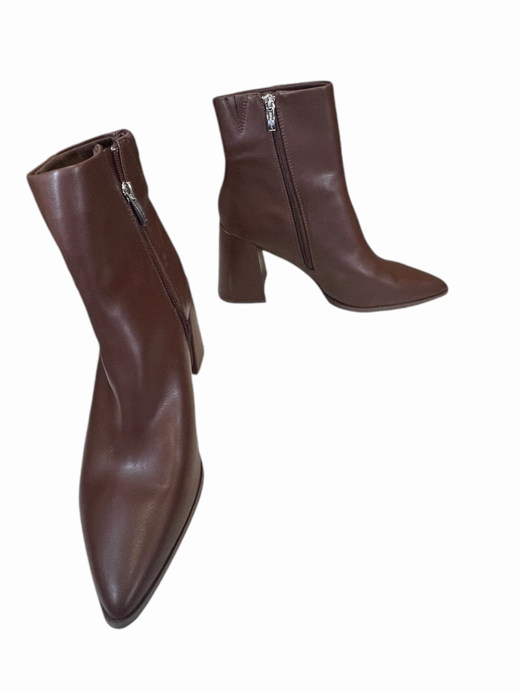 Boots Mid-calf Flats By Clothes Mentor In Brown, Size: 10 Flat Cowboy Boots No Heel