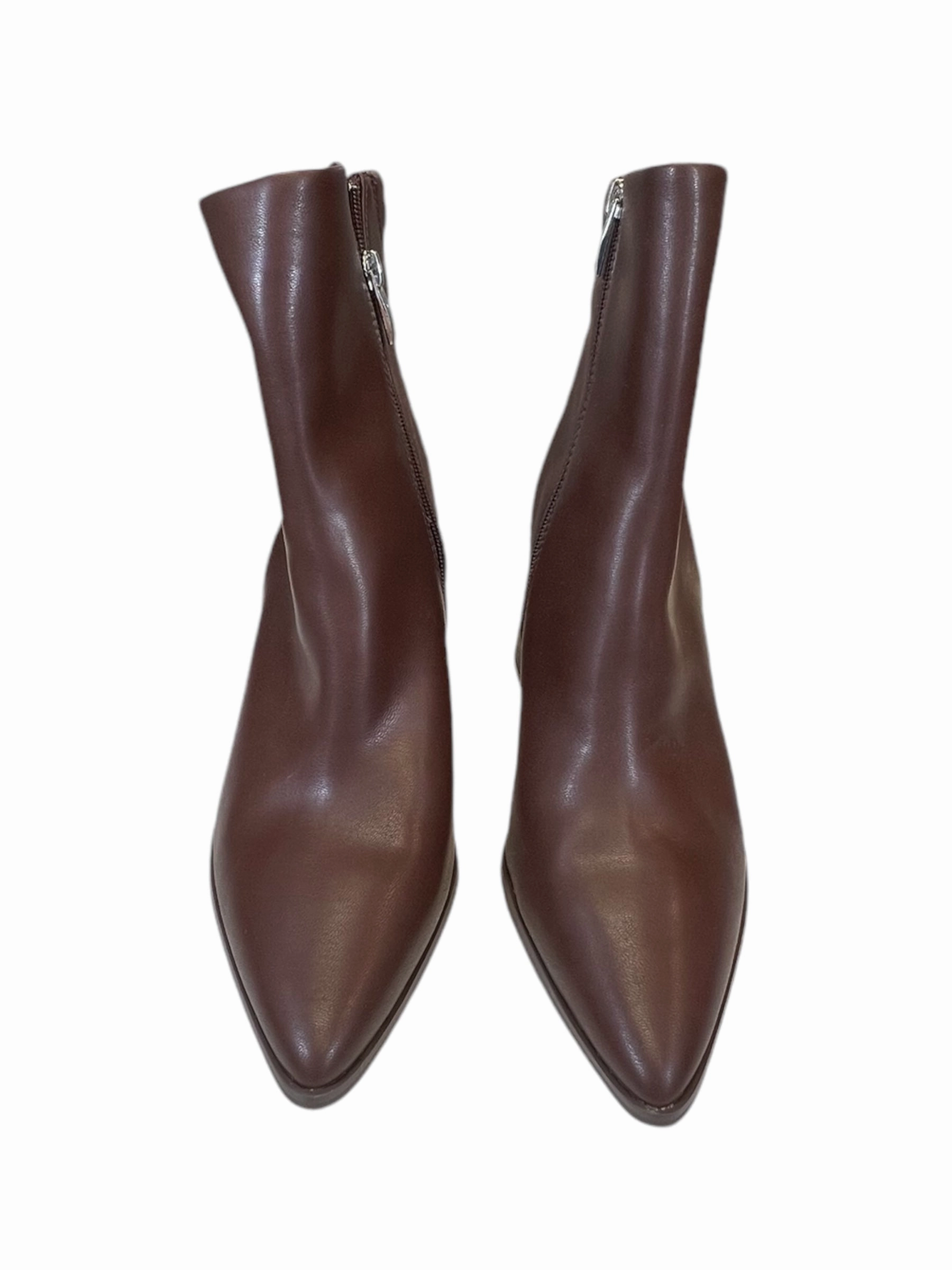 Suede Lace Up Boots Boots Mid-calf Flats By Clothes Mentor In Brown, Size: 10