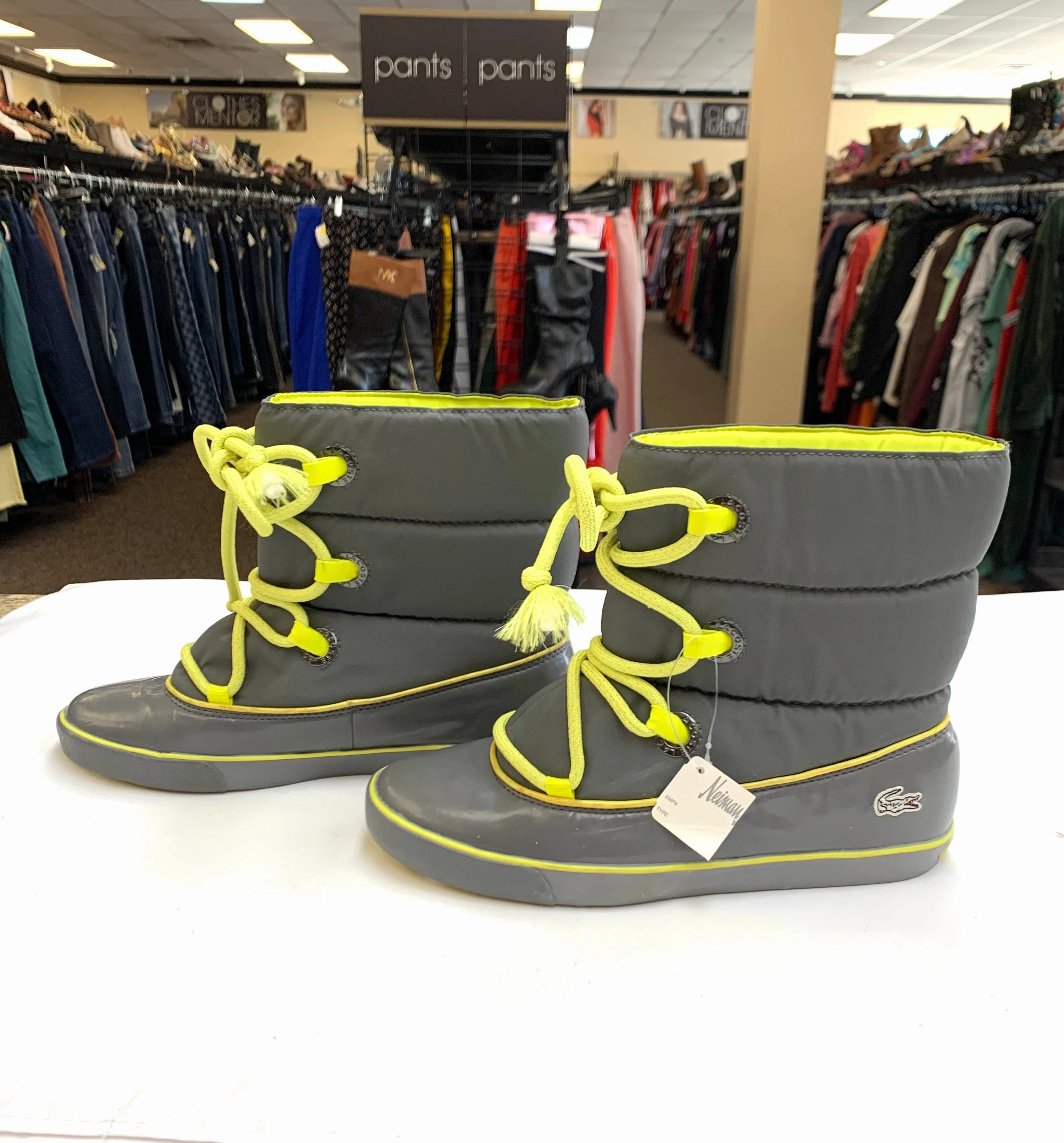 Boots Mid-calf Flats By Lacoste In Green & Grey, Size: 7 Western Boots With Slacks