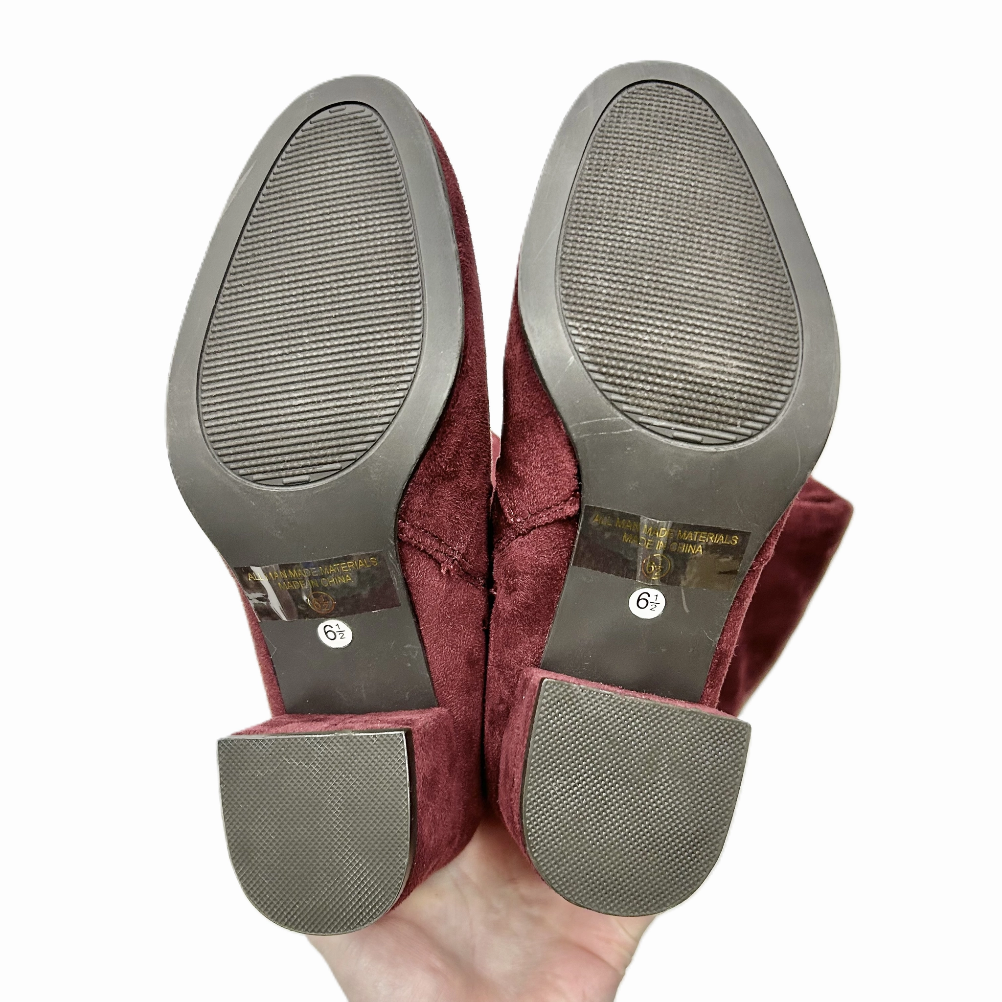 Boots Bikers Boots Over-the-knee Heels By Nature Breeze In Maroon, Size: 6.5