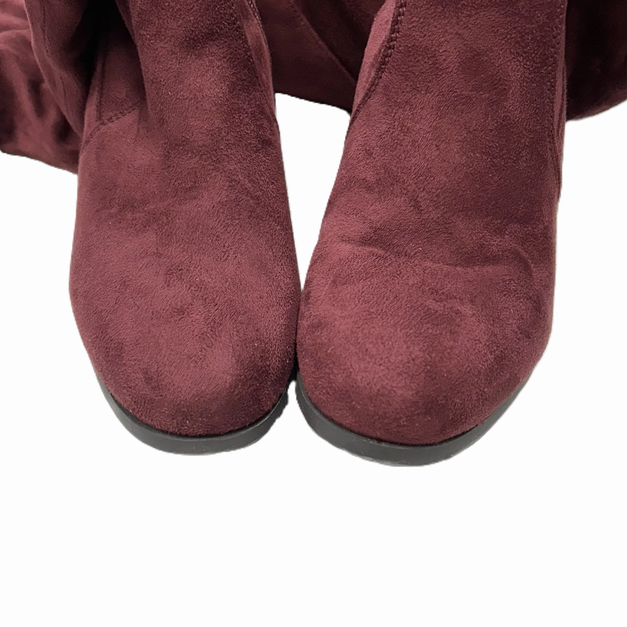 Platform Chunky Boots Boots Over-the-knee Heels By Nature Breeze In Maroon, Size: 6.5