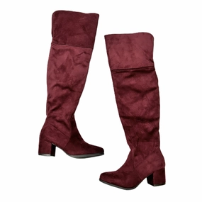 Boots Over-the-knee Heels By Nature Breeze In Maroon, Size: 6.5 Camo Hunting Boots