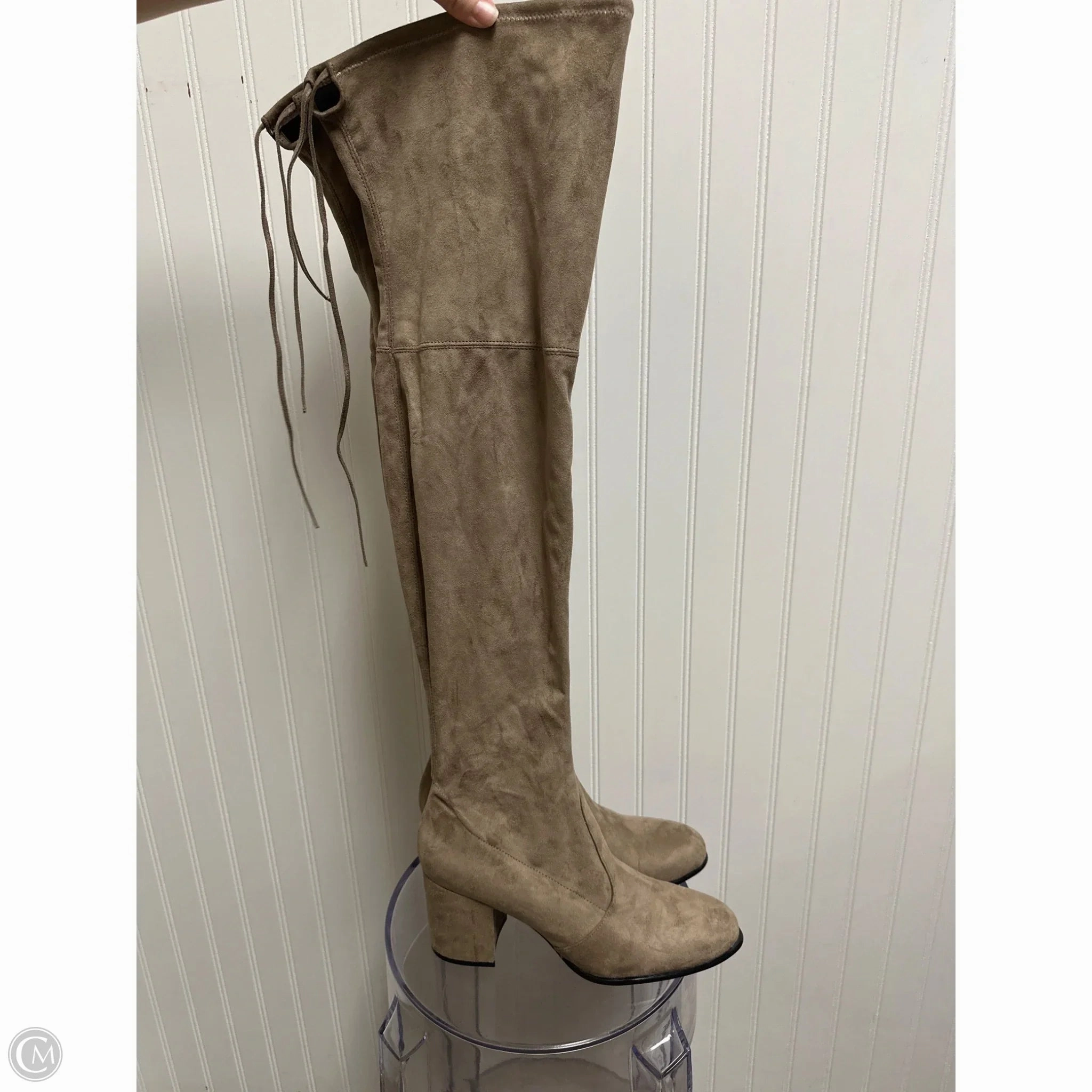 Boots Over-the-knee Heels By Steve Madden In Taupe, Size: 12 Broad Square Toe Boots