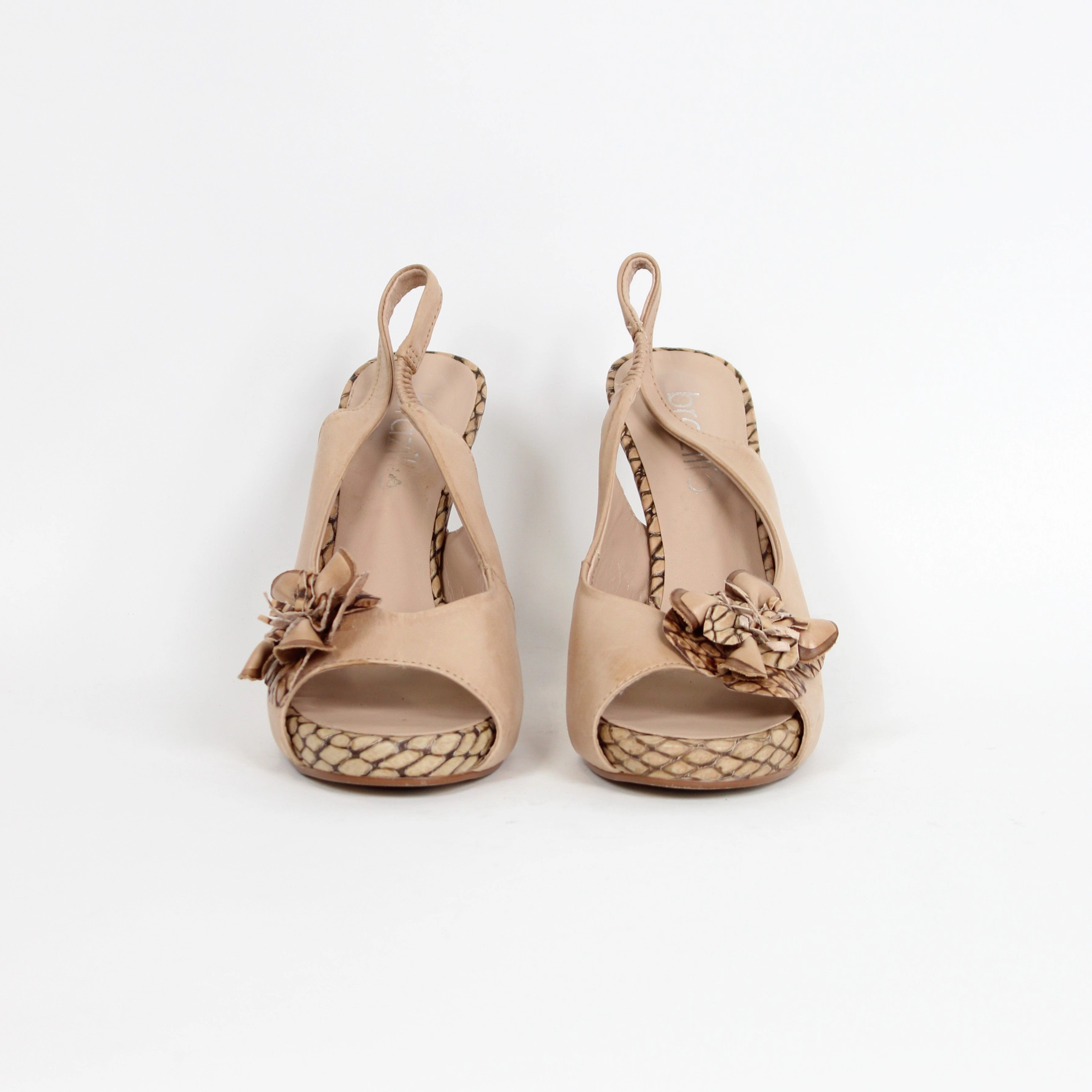 Cheap High Heels Size Brazilio Beige Slingback Heels