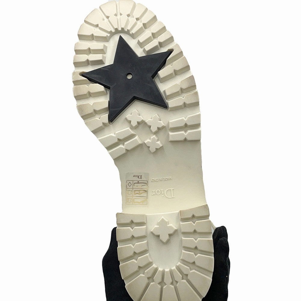 Dior D-LEADER Cannage Mid-Length Boots IvoryKDI733CQC Calf Leather Size 38 Suede Riding Boots