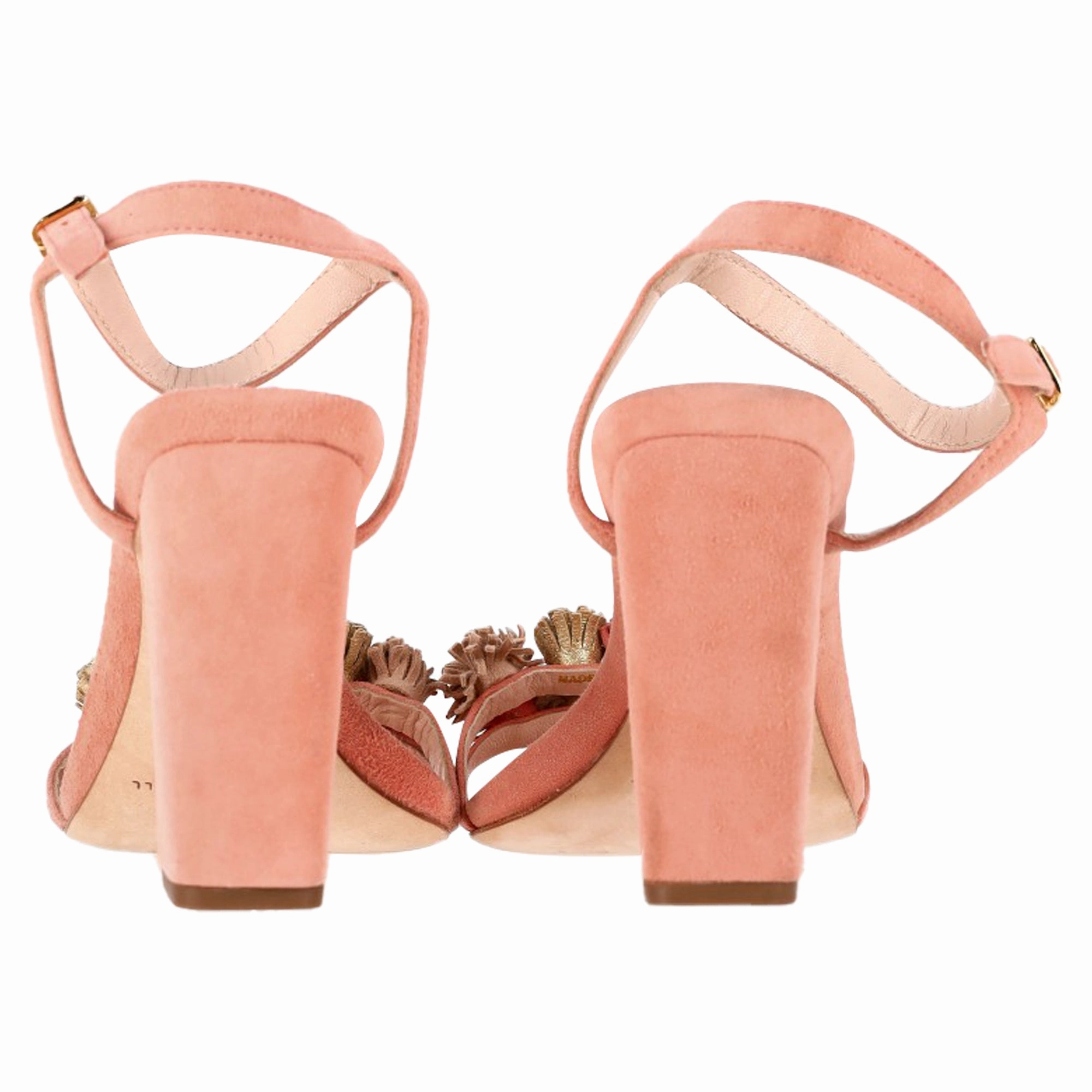 Loeffler Randall Tassel-Embellished Sandal Heels in Peach Suede Vector High Heels