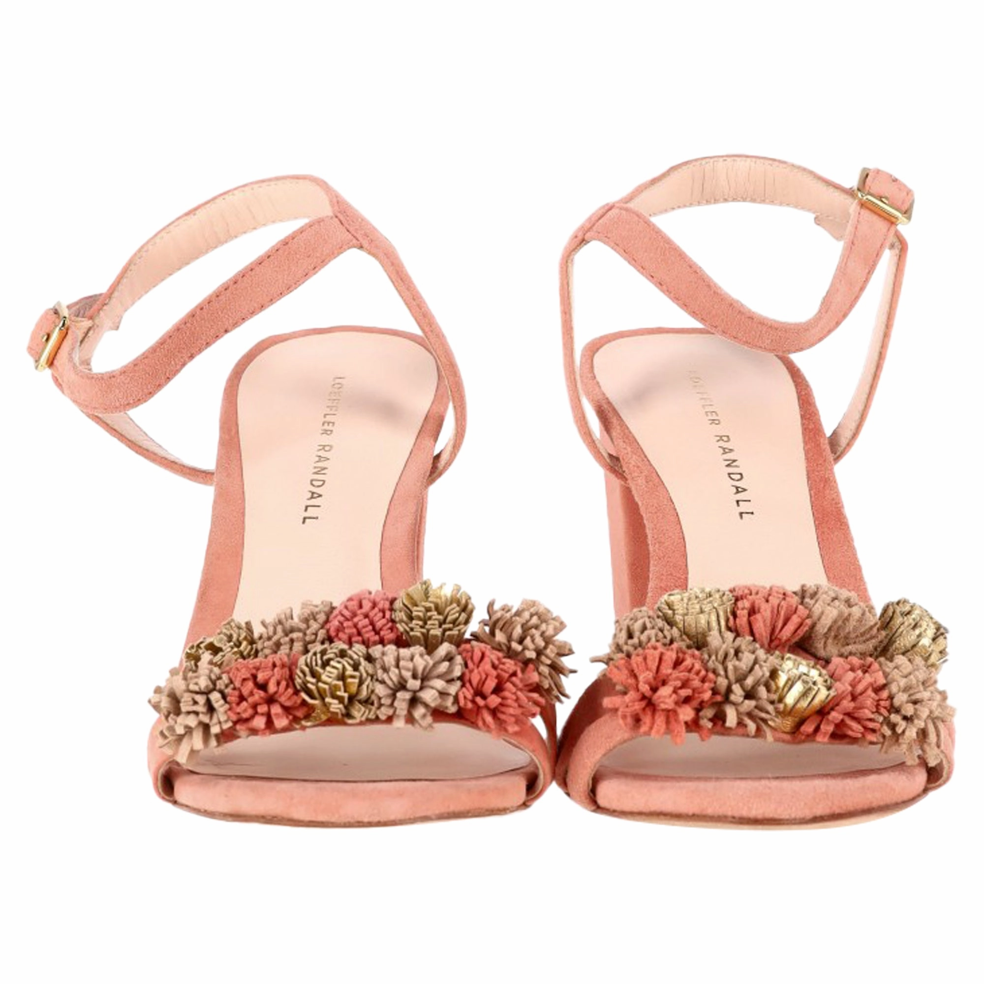 Loeffler Randall Tassel-Embellished Sandal Heels in Peach Suede High Heel Shoe Chair With Storage