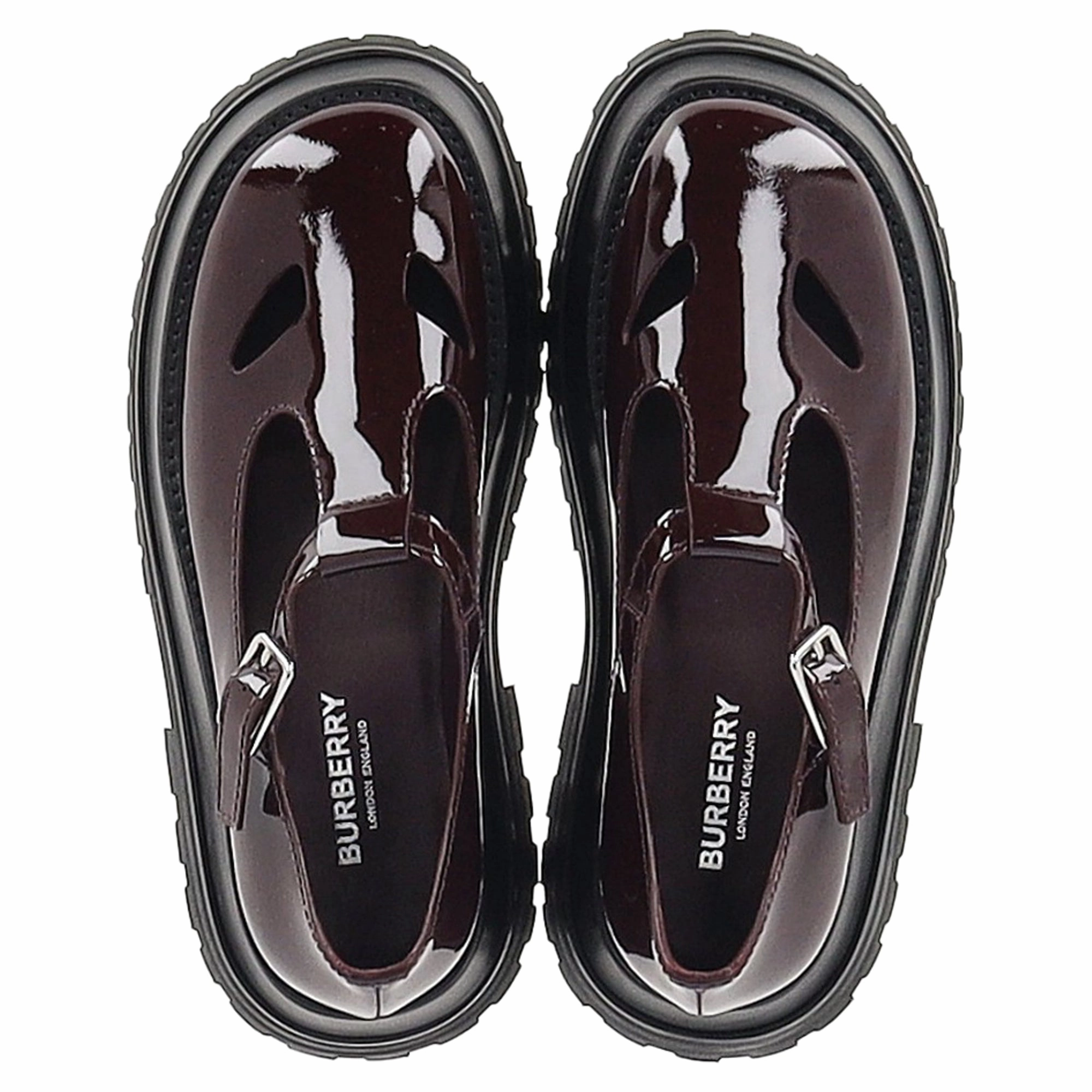 Burberry Aldwych Mary Jane Loafers in Burgundy Patent Leather Alexander Mcqueen Loafers