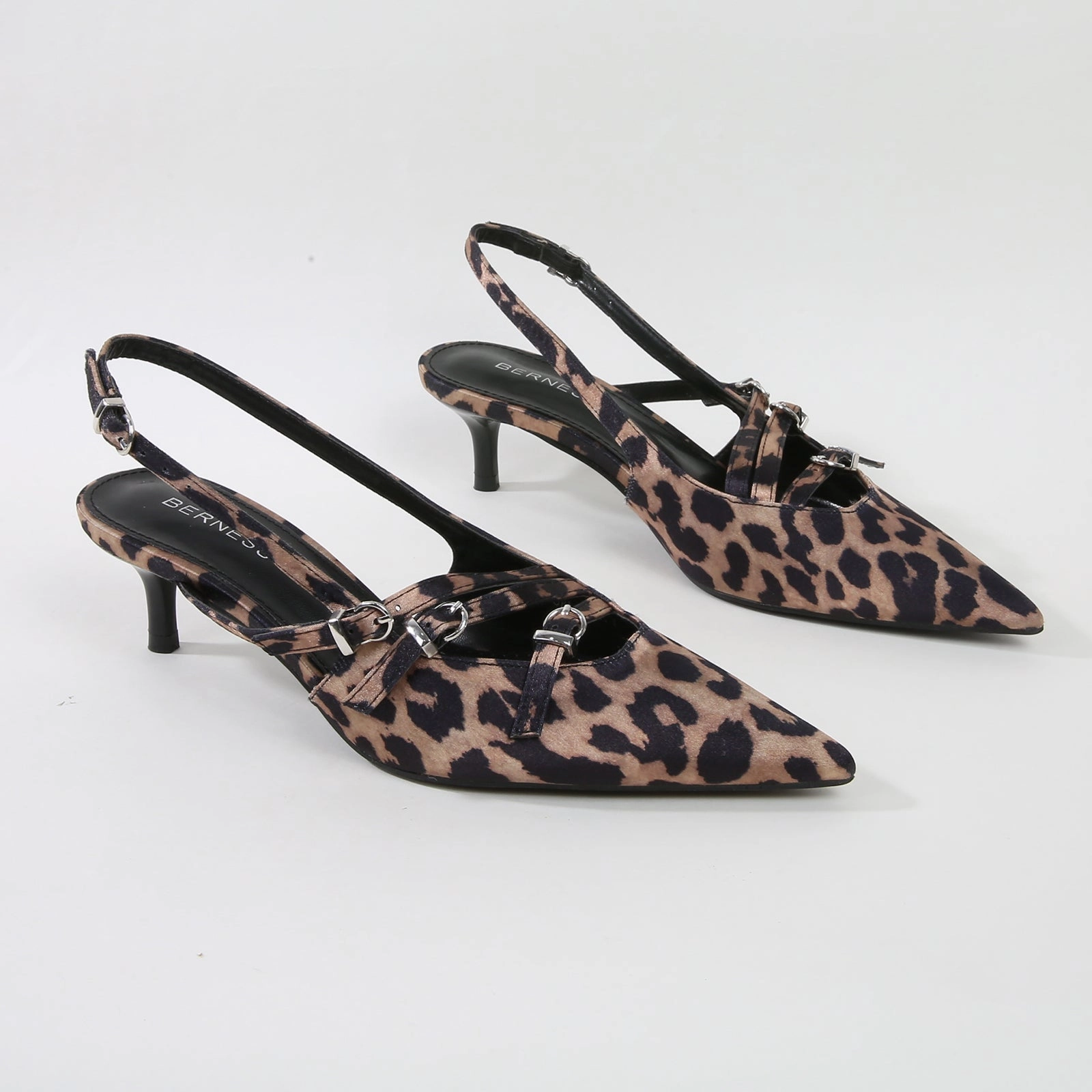 Calista Leopard Print Buckle Straps Slingback Kitten Heels High Heels On My Tippies Meaning