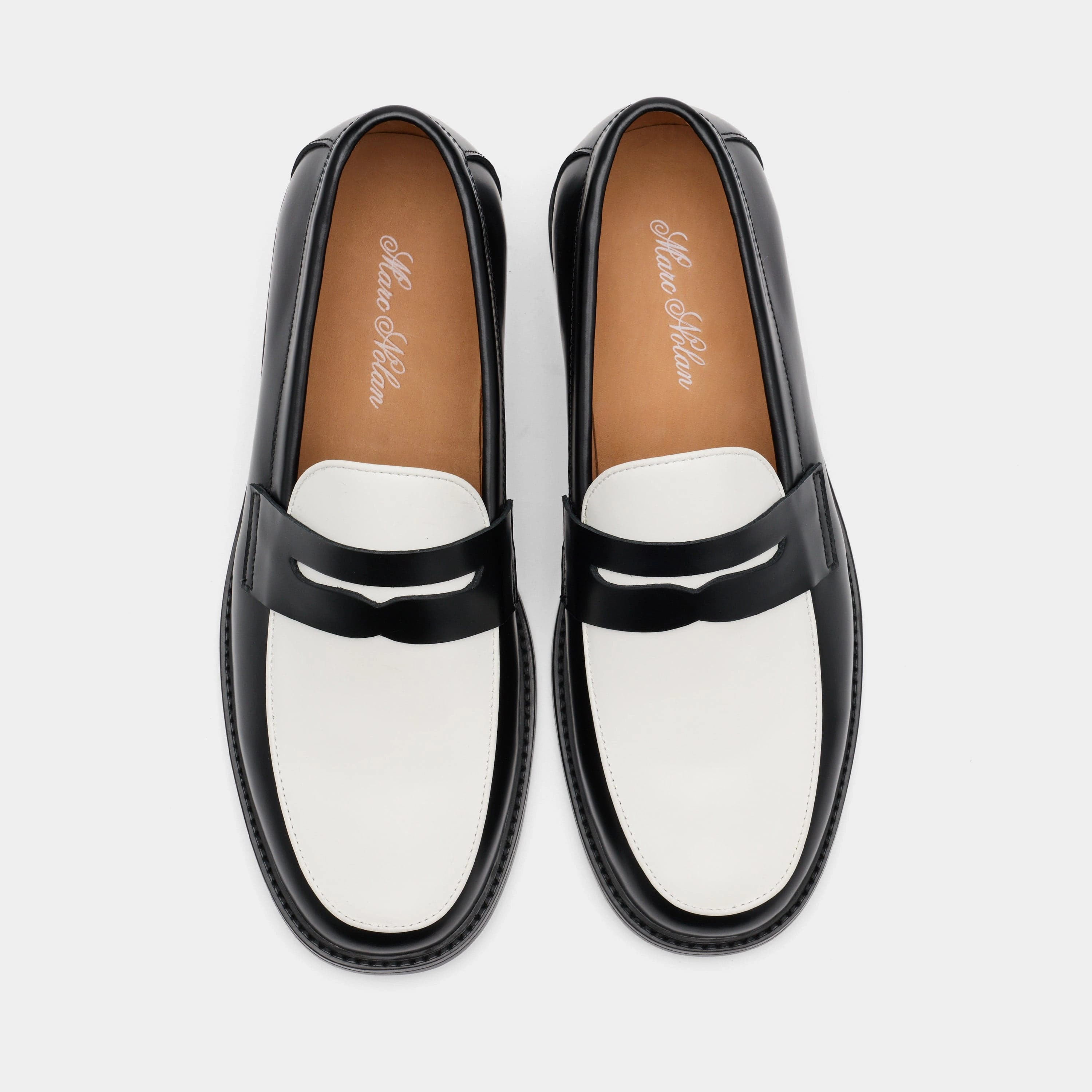 Calum Black/White Calf Leather Penny Loafers Trotters Loafers