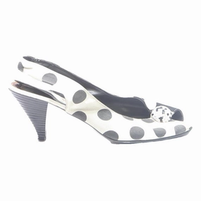 CARINA Womens Polka Dot Slingback Peep Toe Heels Black & White Polyester UK 7 High Heel Shoejob