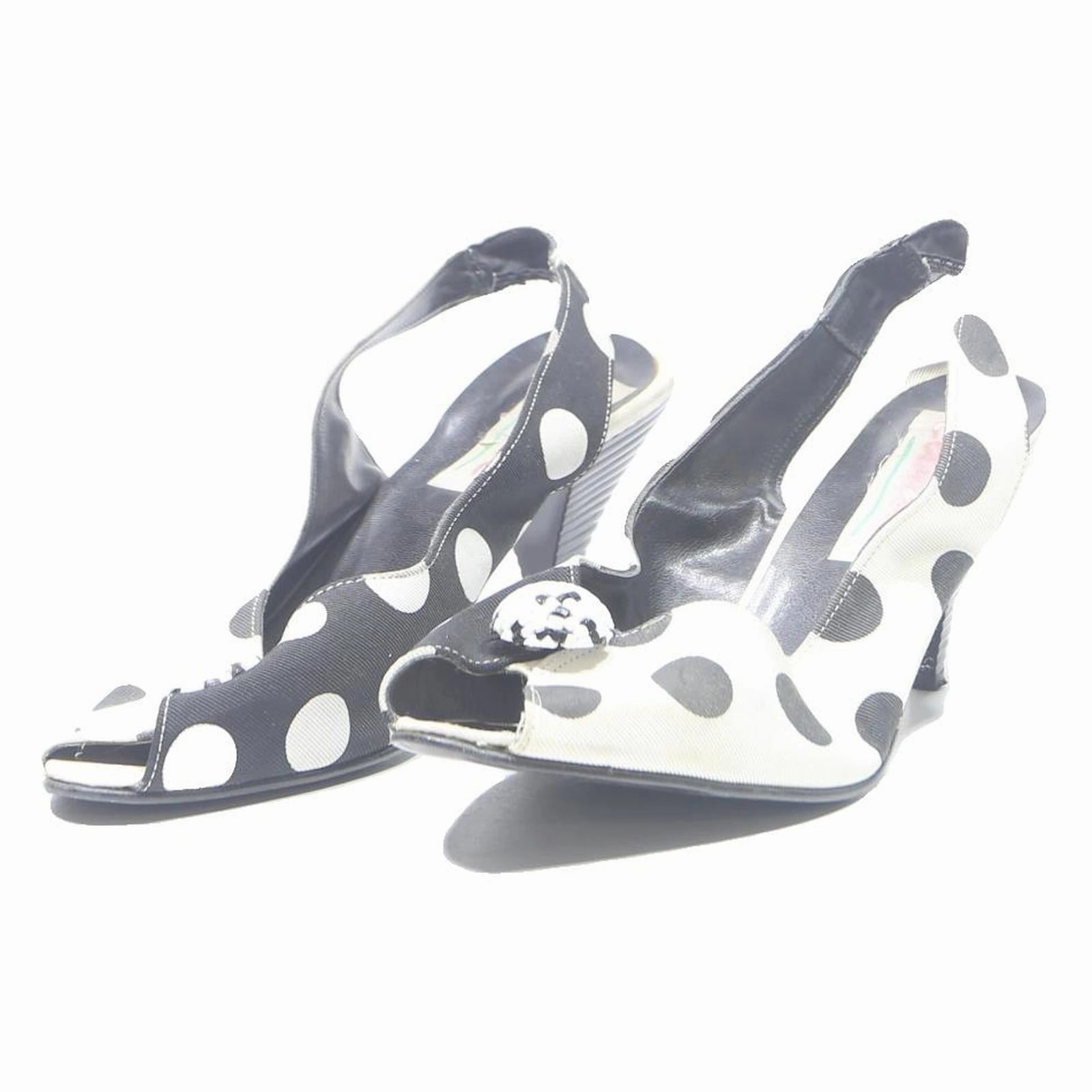 CARINA Womens Polka Dot Slingback Peep Toe Heels Black & White Polyester UK 7 High Heel Pads For Shoes