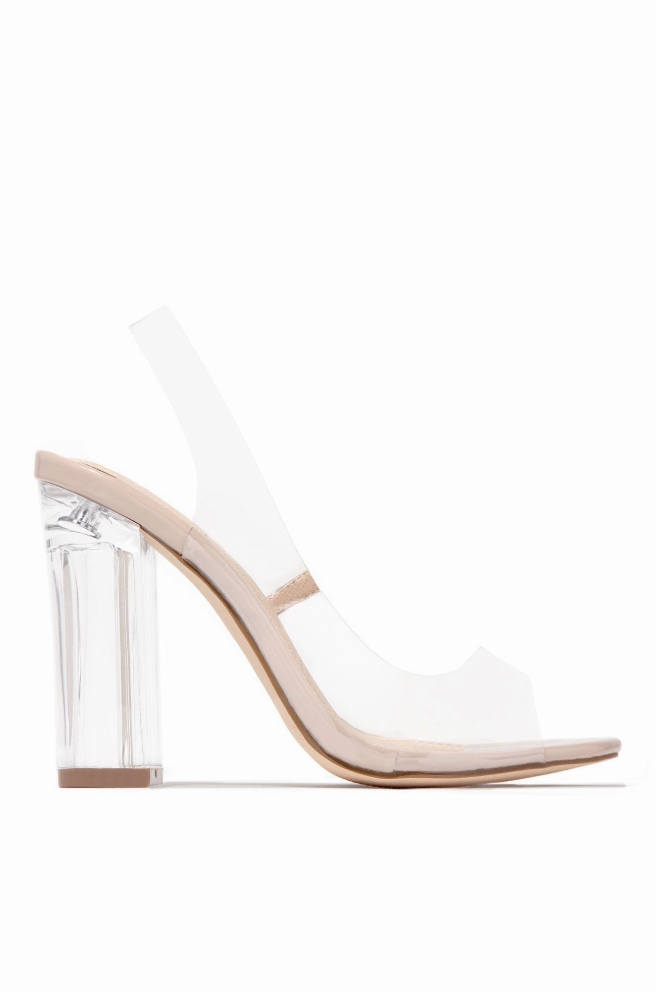 High Heels With Bows On The Front Milani Clear Sling Back Heels-Nude